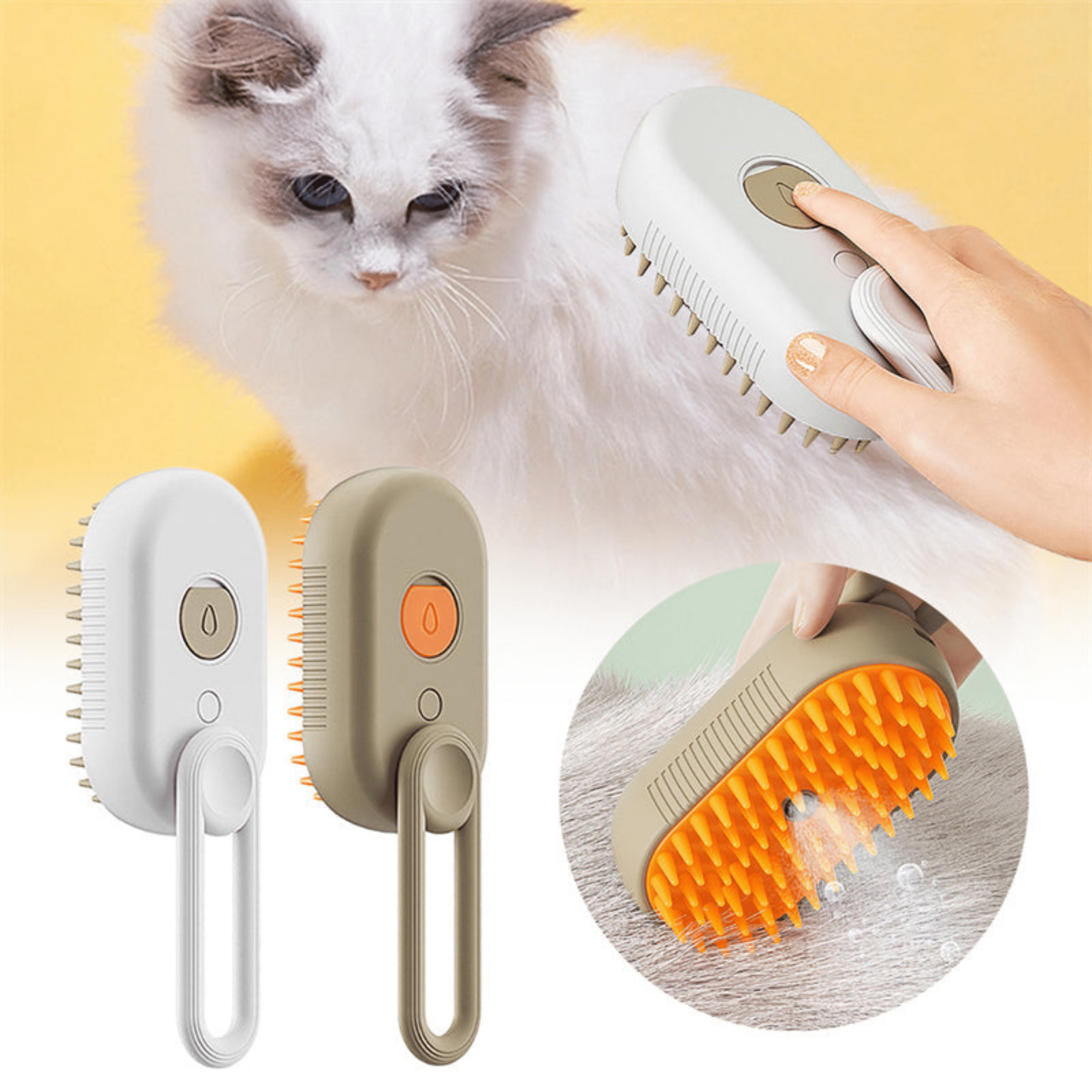 SteamBrush 2.0 Pet Grooming Brush - Grey